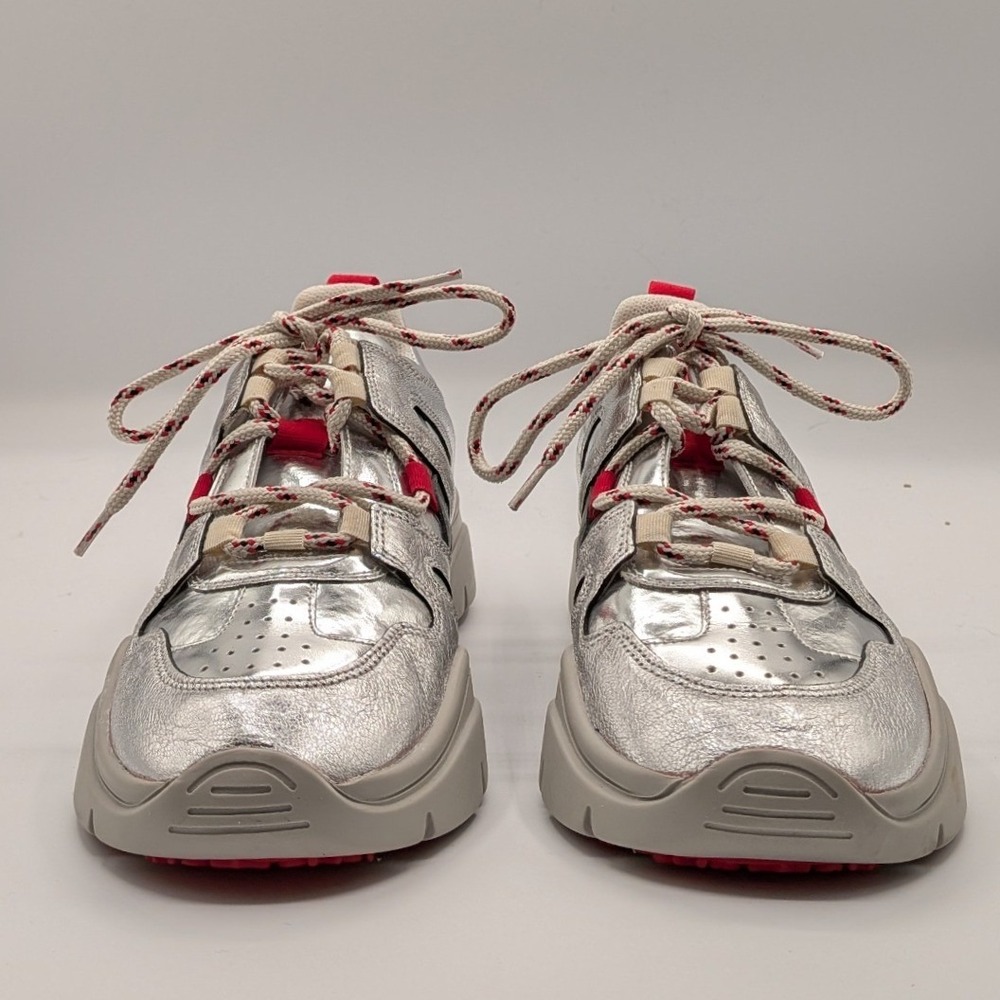 Isabel Marant 37EU 7US $590 Kindsay Metallic Silver Red Chunky Low Top Sneakers - Picture 8 of 12